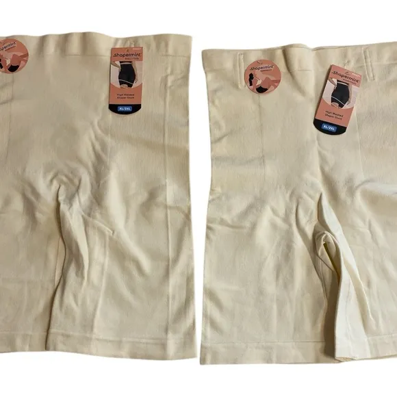 Shapermint Essentials High Waisted Shaper Short - Cream set of two