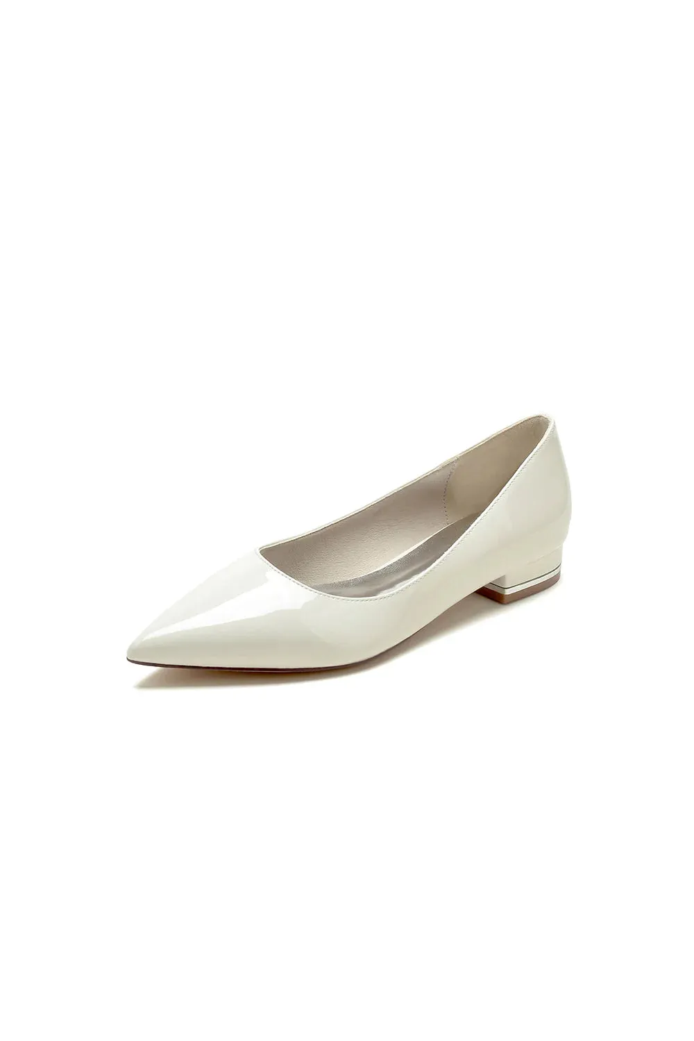 Simple Pointed Toe Slip-on Patent Leather Low Heels