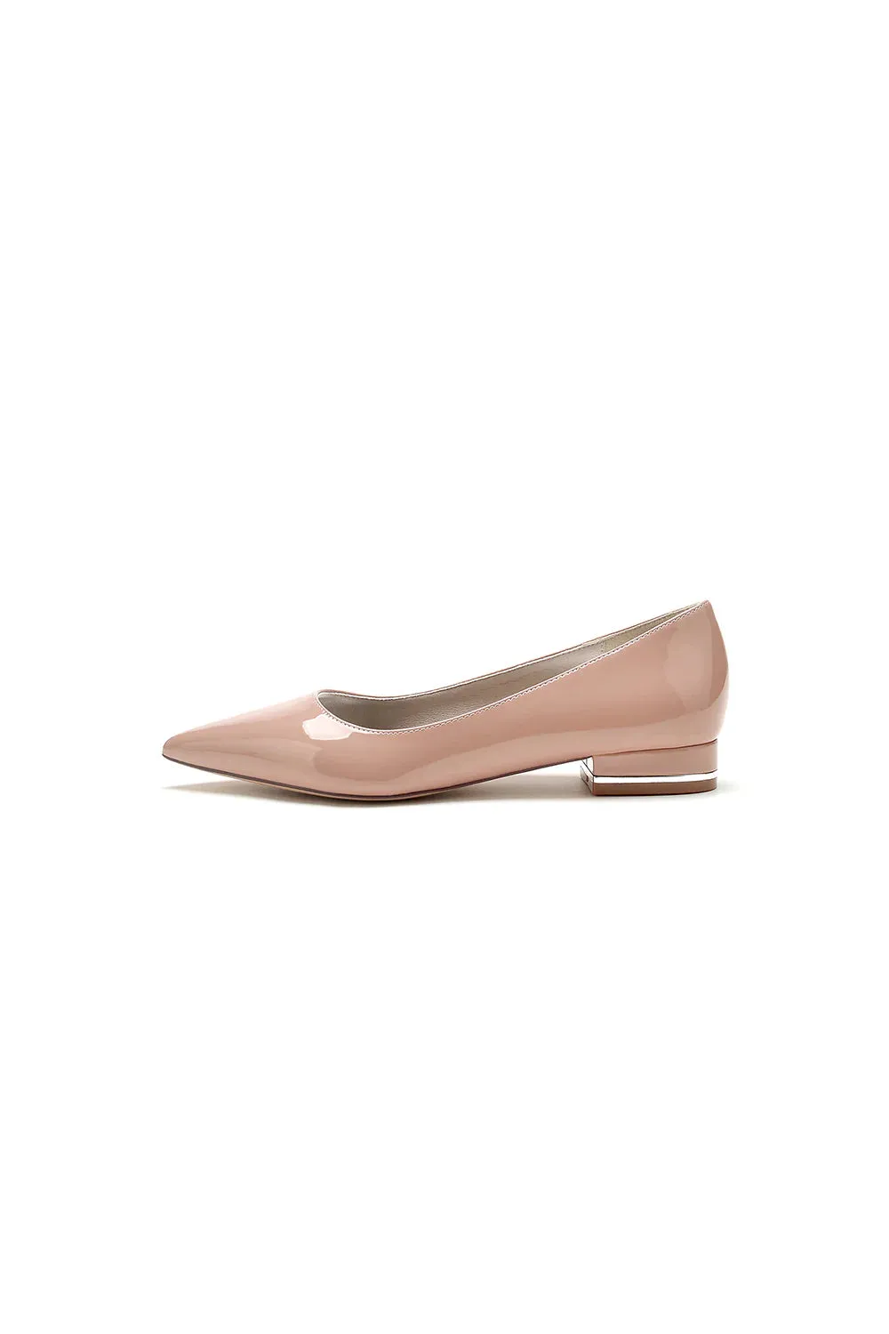Simple Pointed Toe Slip-on Patent Leather Low Heels