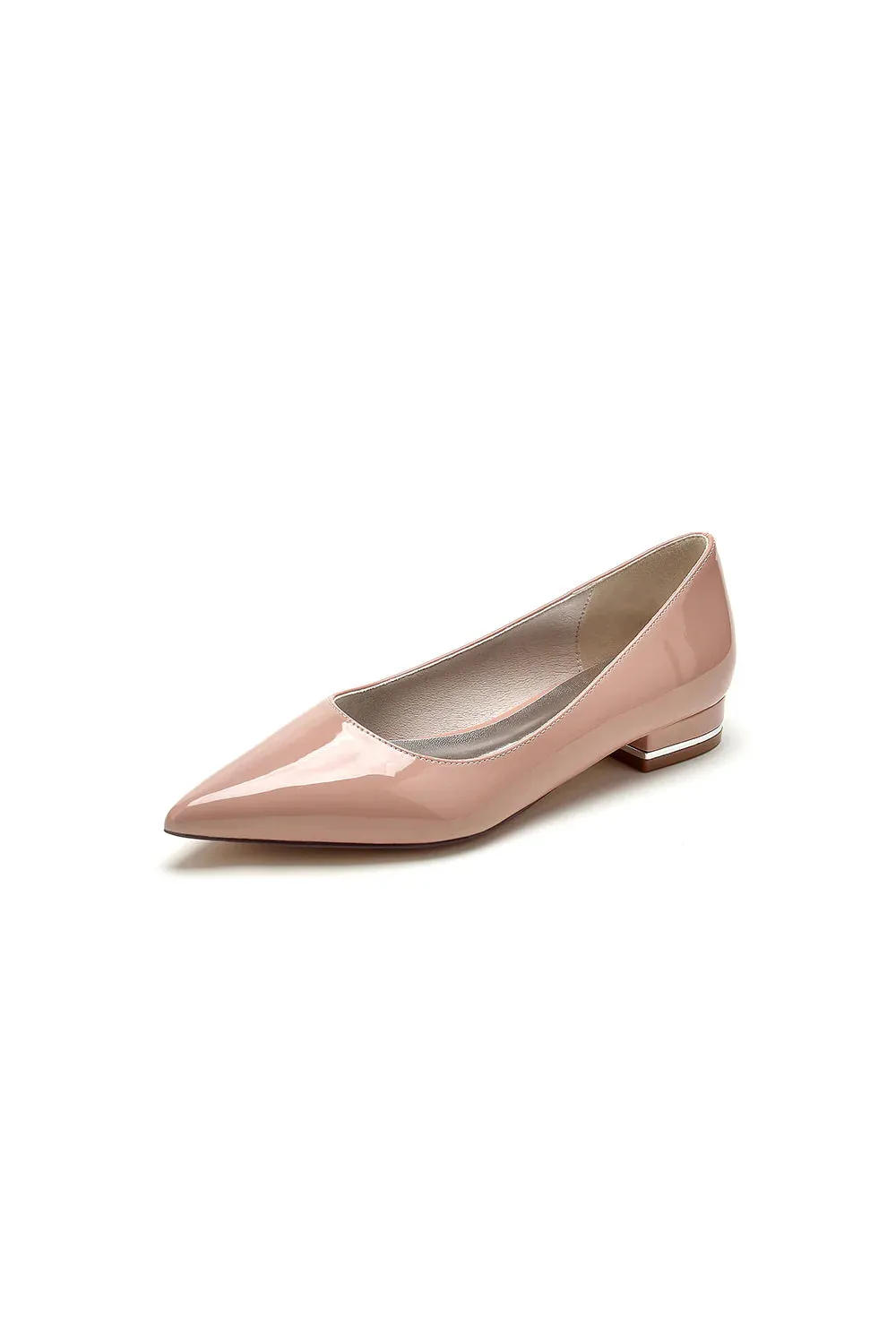 Simple Pointed Toe Slip-on Patent Leather Low Heels