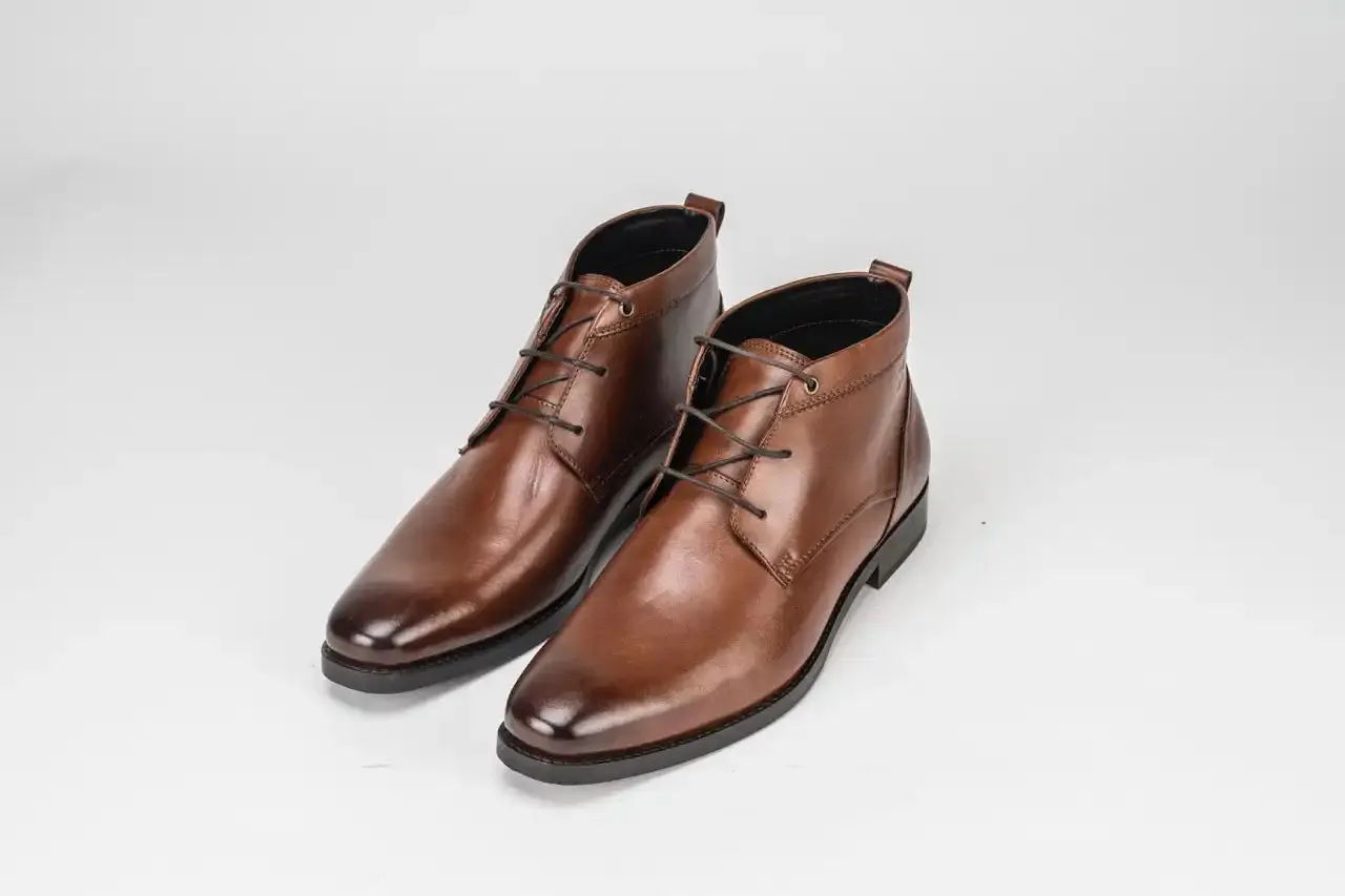 Sloane Mens Dudley 21031 Leather Lace Up Boots Brown