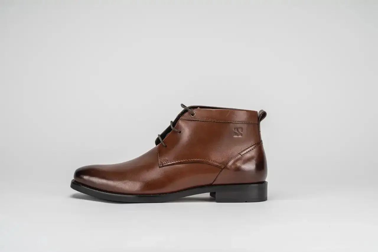 Sloane Mens Dudley 21031 Leather Lace Up Boots Brown