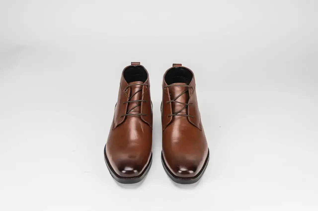 Sloane Mens Dudley 21031 Leather Lace Up Boots Brown