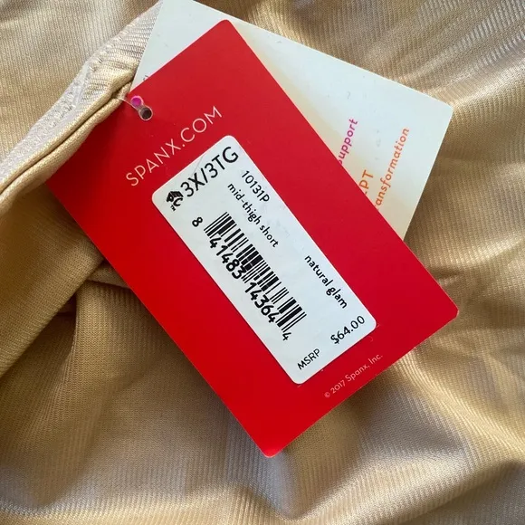 Spanx Women 3X Power Conceal-Her High-Waisted Mid-Thigh Short Narural Glam New