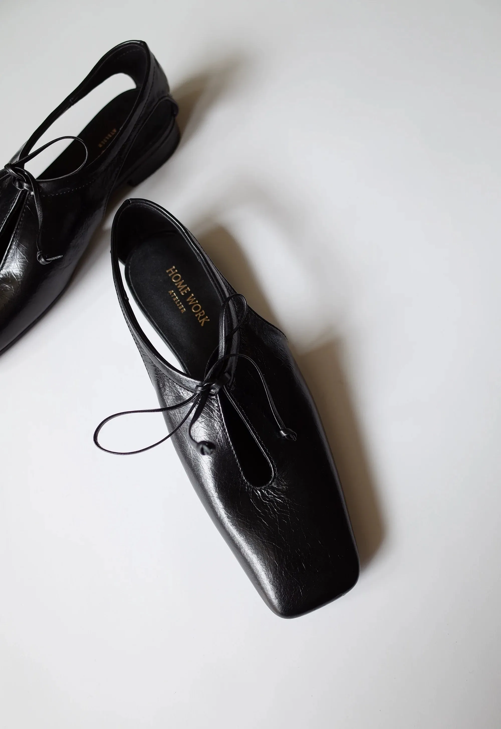 Square Toe Lace-Up Flats