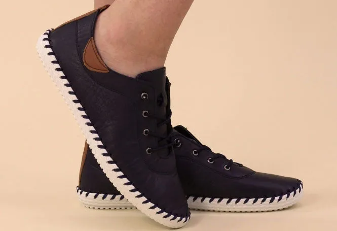 St Ives Leather Plimsoll
