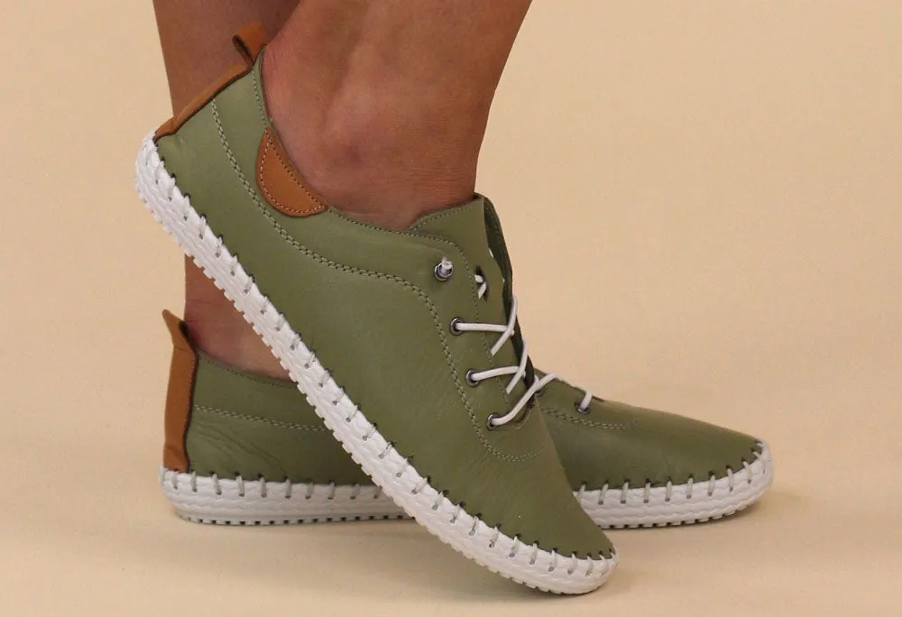 St Ives Leather Plimsoll