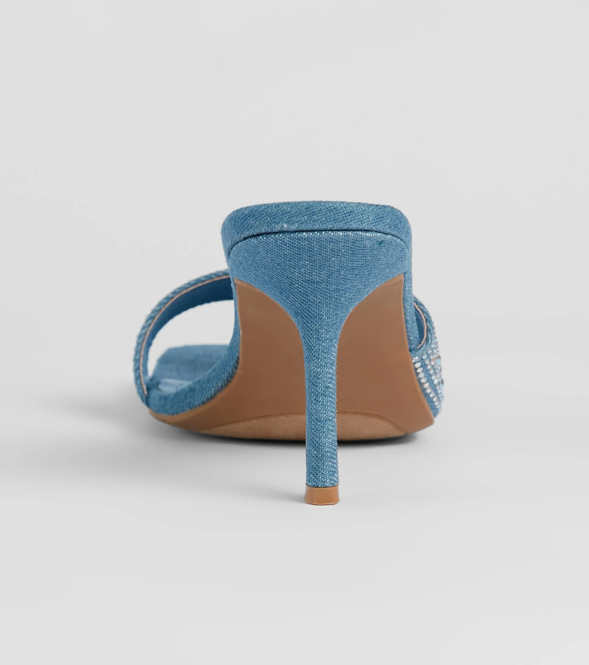 Such A Treat Denim Rhinestone Stiletto Mules