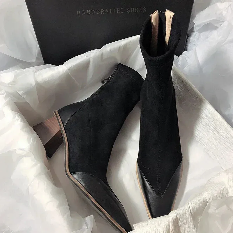 Suede Ankle Boots | Pointed Toe & Block Heel | Chic & Versatile