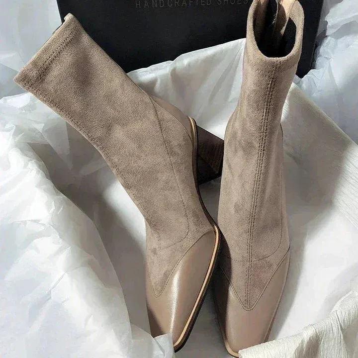 Suede Ankle Boots | Pointed Toe & Block Heel | Chic & Versatile