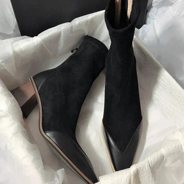 Suede Ankle Boots | Pointed Toe & Block Heel | Chic & Versatile