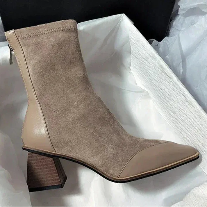Suede Ankle Boots | Pointed Toe & Block Heel | Chic & Versatile