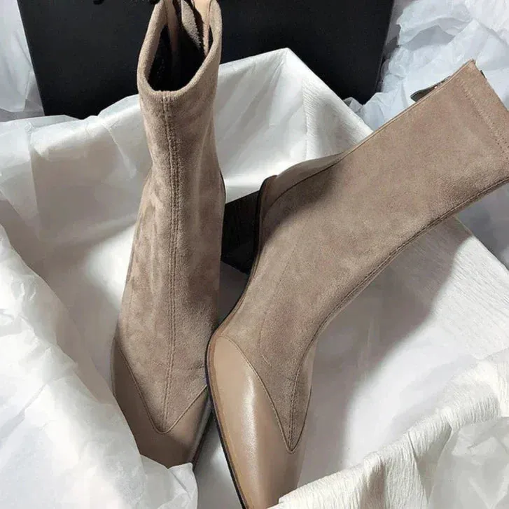 Suede Ankle Boots | Pointed Toe & Block Heel | Chic & Versatile