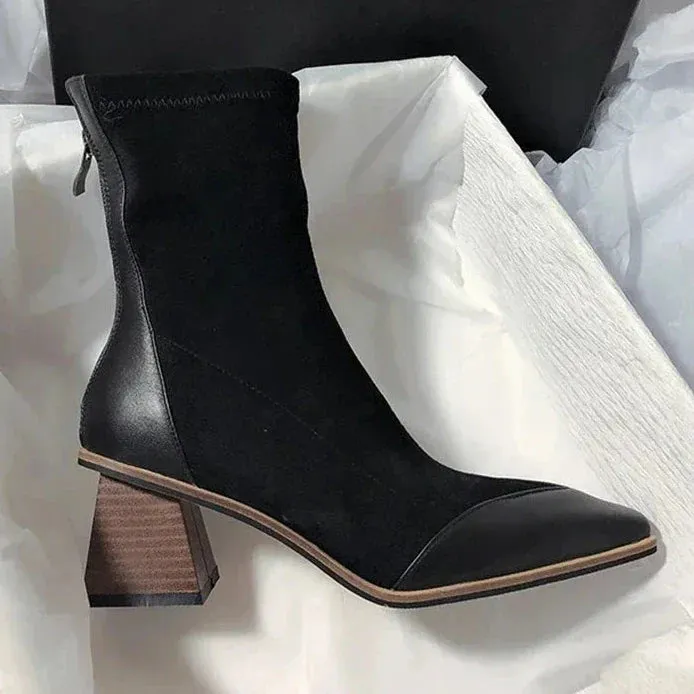 Suede Ankle Boots | Pointed Toe & Block Heel | Chic & Versatile