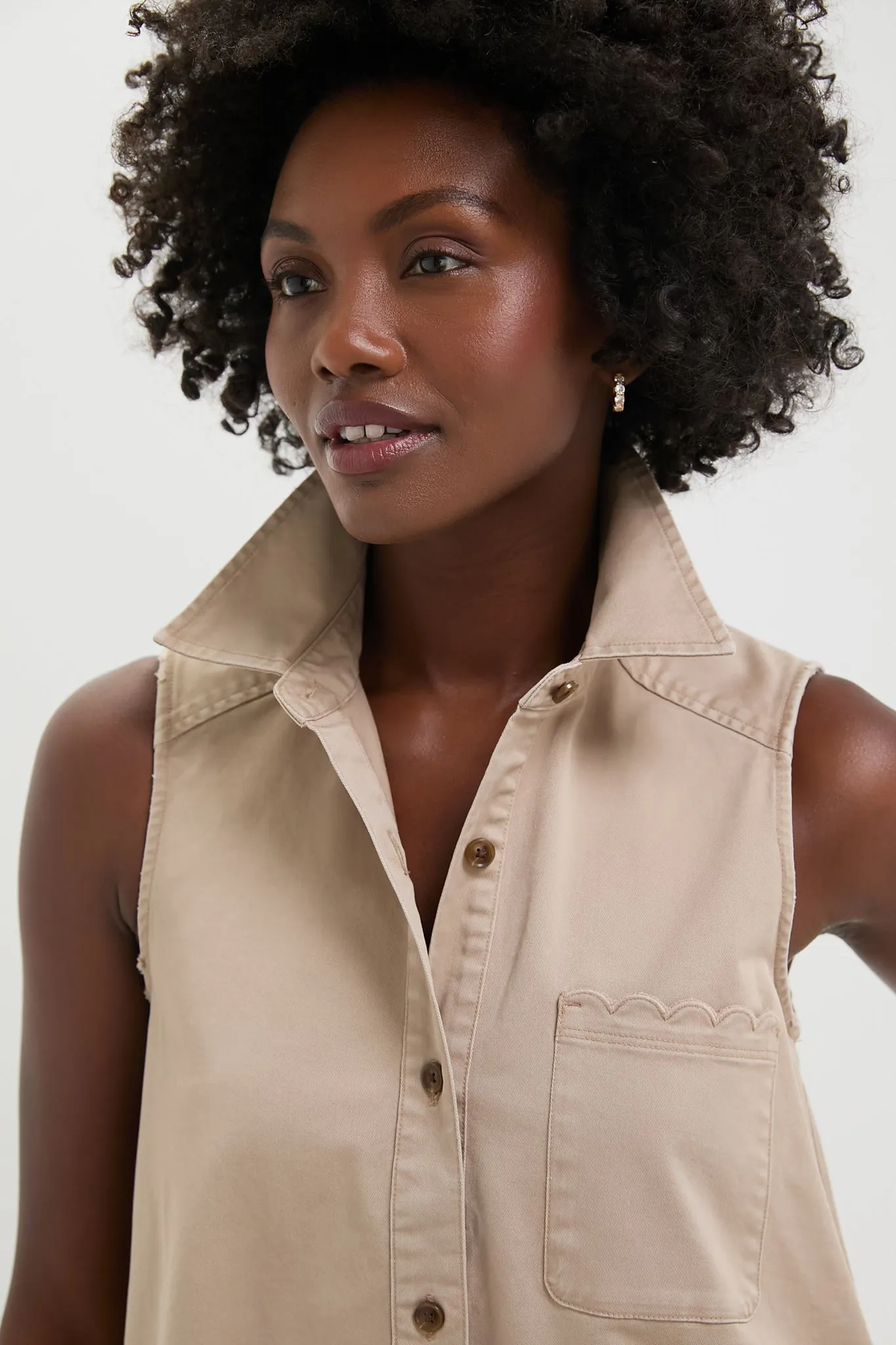 Tan Khaki Sleeveless Callahan Dress