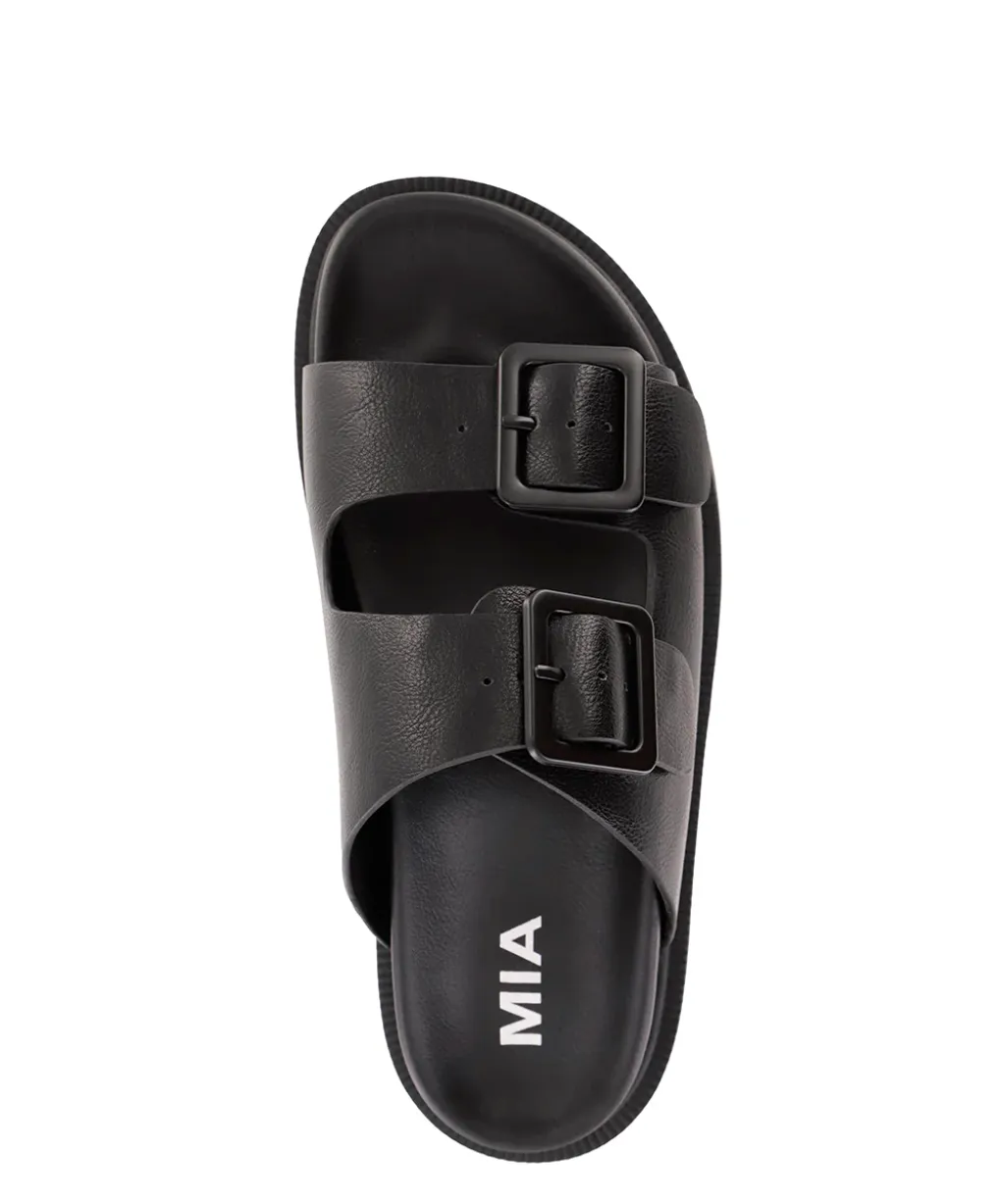 The Gen Black Dual Buckle Sandal | MIA SHOES (