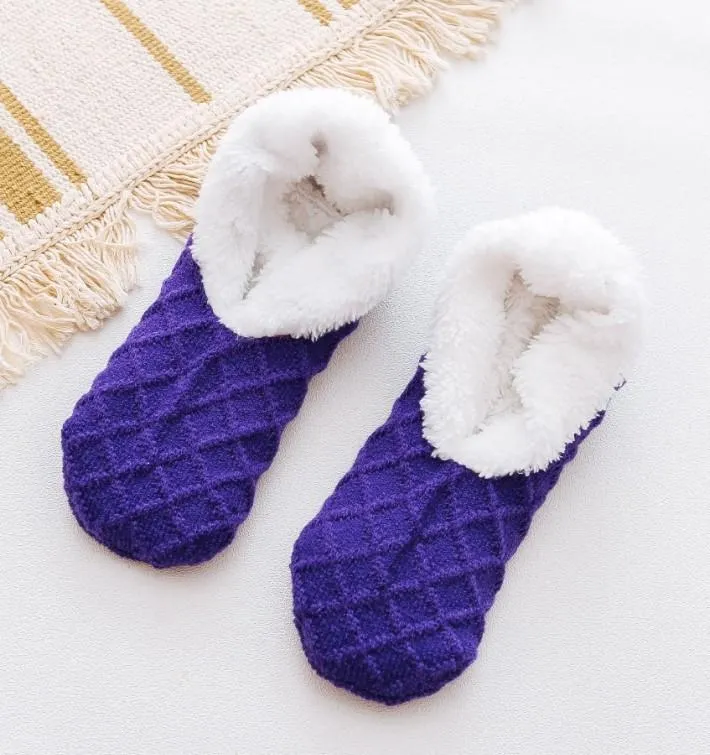 Thick Fleece Lined Wool Thermal Slipper Socks Uniform Size