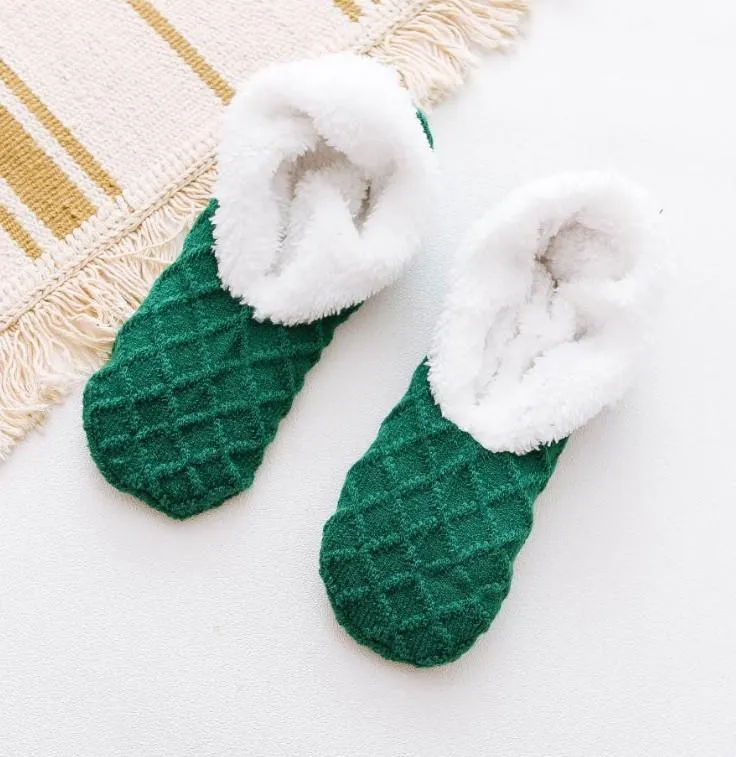 Thick Fleece Lined Wool Thermal Slipper Socks Uniform Size