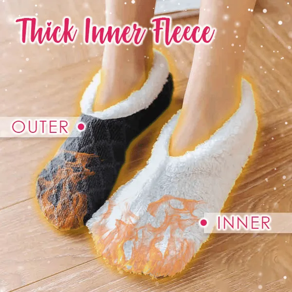 Thick Fleece Lined Wool Thermal Slipper Socks Uniform Size