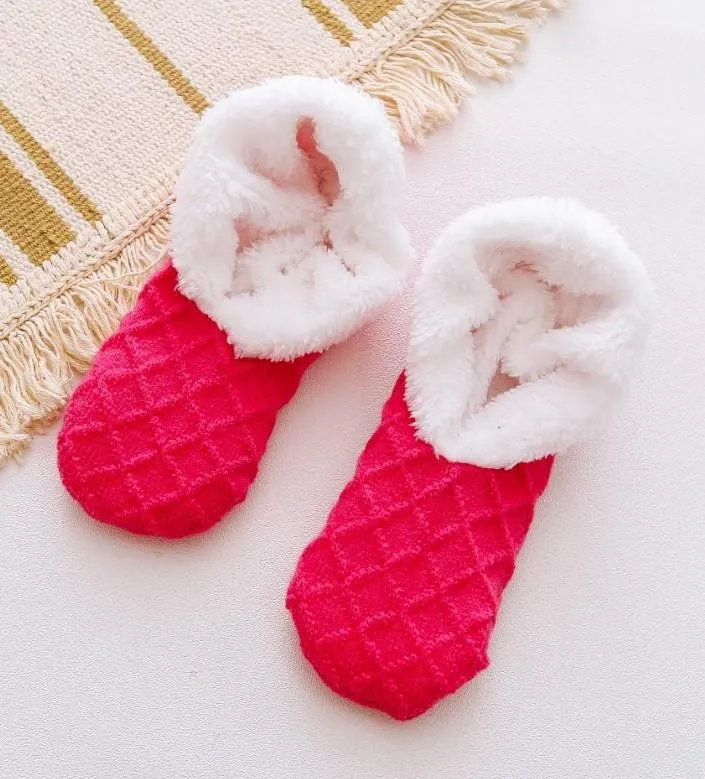 Thick Fleece Lined Wool Thermal Slipper Socks Uniform Size