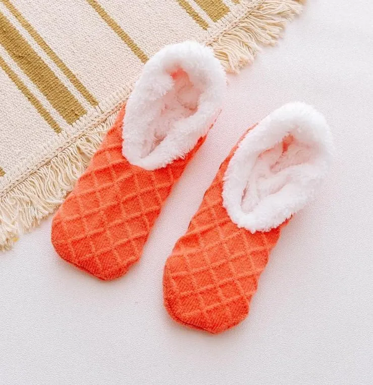 Thick Fleece Lined Wool Thermal Slipper Socks Uniform Size