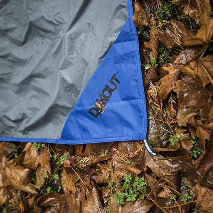 Ultralight Backpacking Tarp Ground Cloth 2.7 oz Waterproof Mini Pocket Blanket 27.5 x 48 Inches Compact Packable Groundsheet Hiking Gear for Two Pouch and Carabiner by DAKOUT Gear