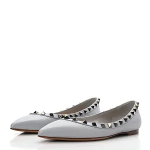 VALENTINO PEBBLED CALFSKIN ROCKSTUD BALLERINA FLATS