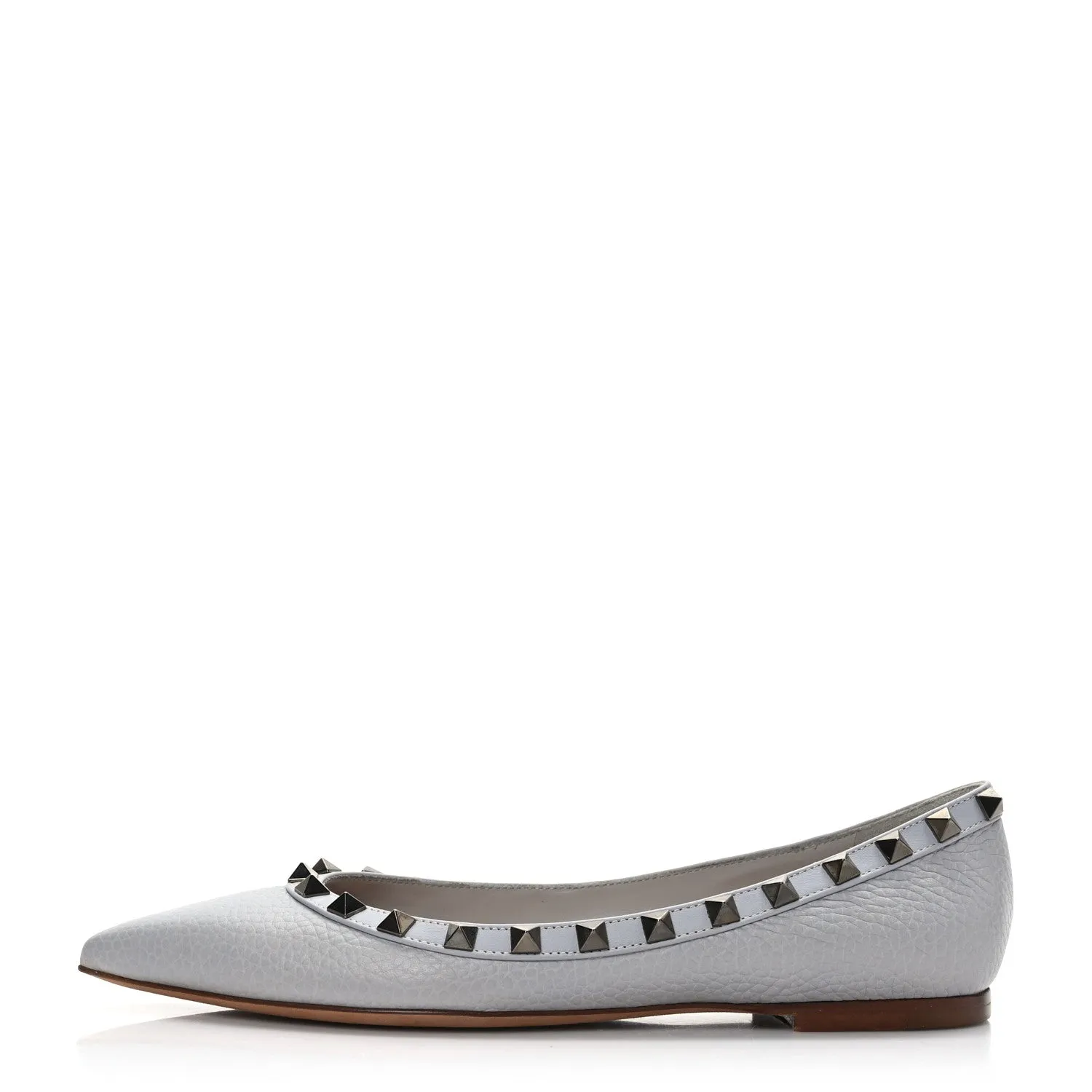 VALENTINO PEBBLED CALFSKIN ROCKSTUD BALLERINA FLATS
