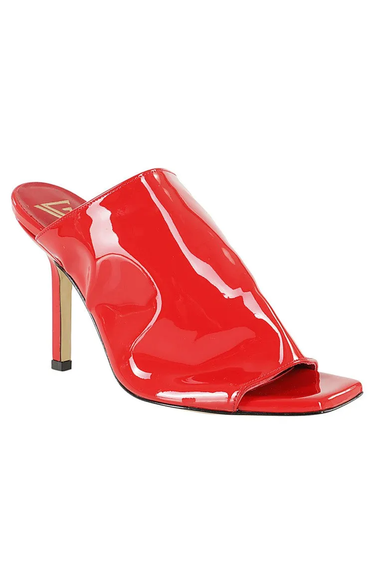 Vernice Patent Leather Mules With Square Open Toe