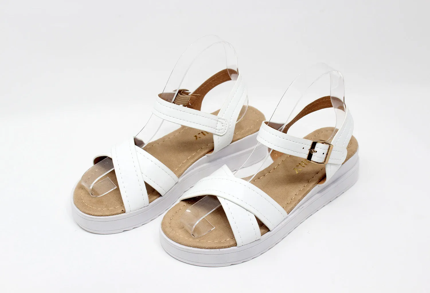 White Cross Strap Sandal