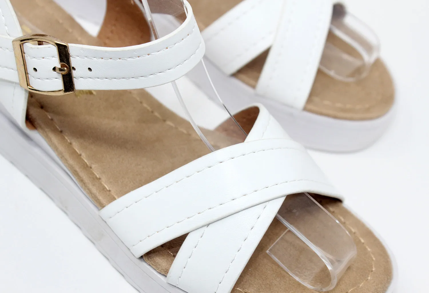 White Cross Strap Sandal