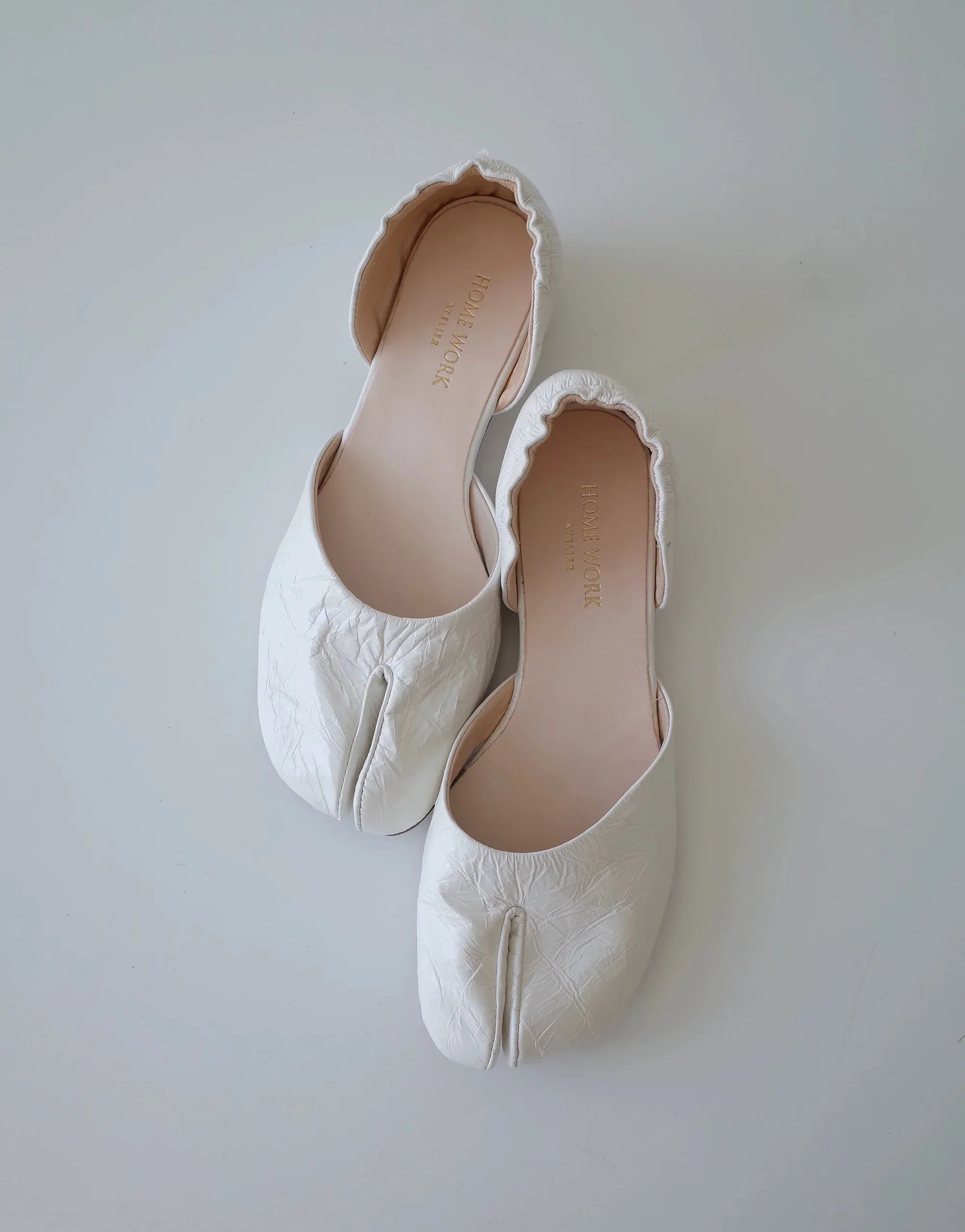 White Tabi Slip-On Shoes