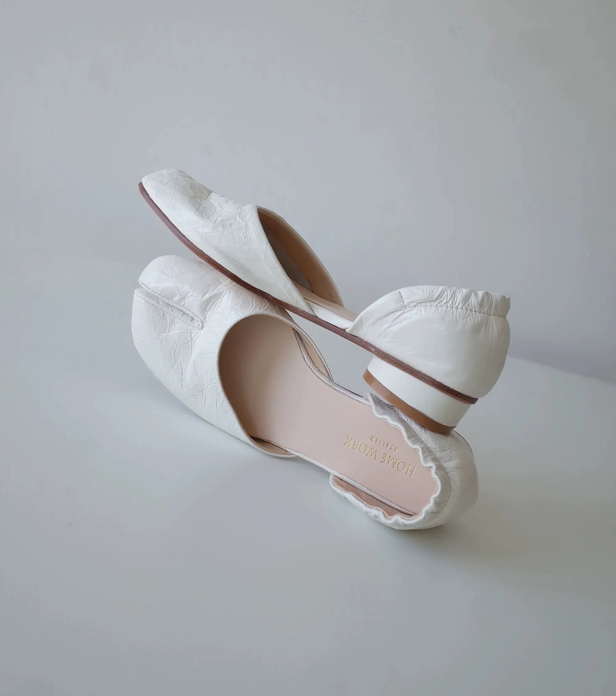 White Tabi Slip-On Shoes
