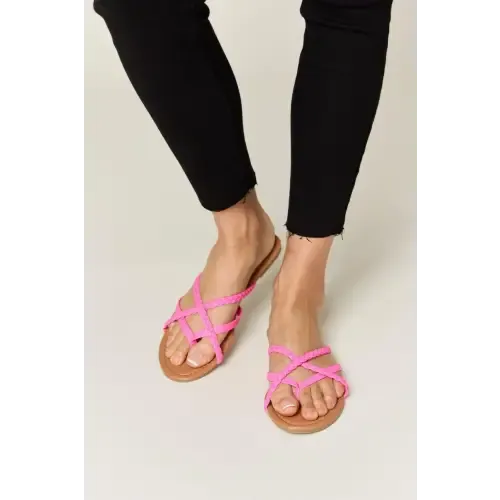 Wild Diva Crisscross Pink Open Toe Sandals for Summer Chic