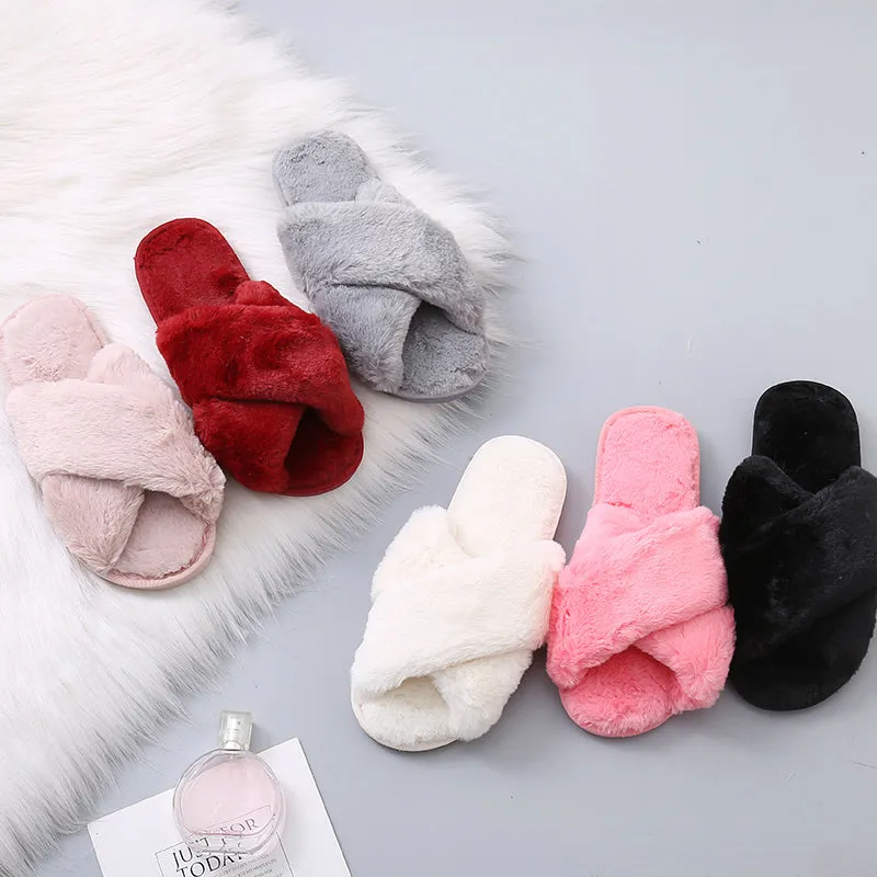 Winter Women House Faux Fur Fashion Slippers