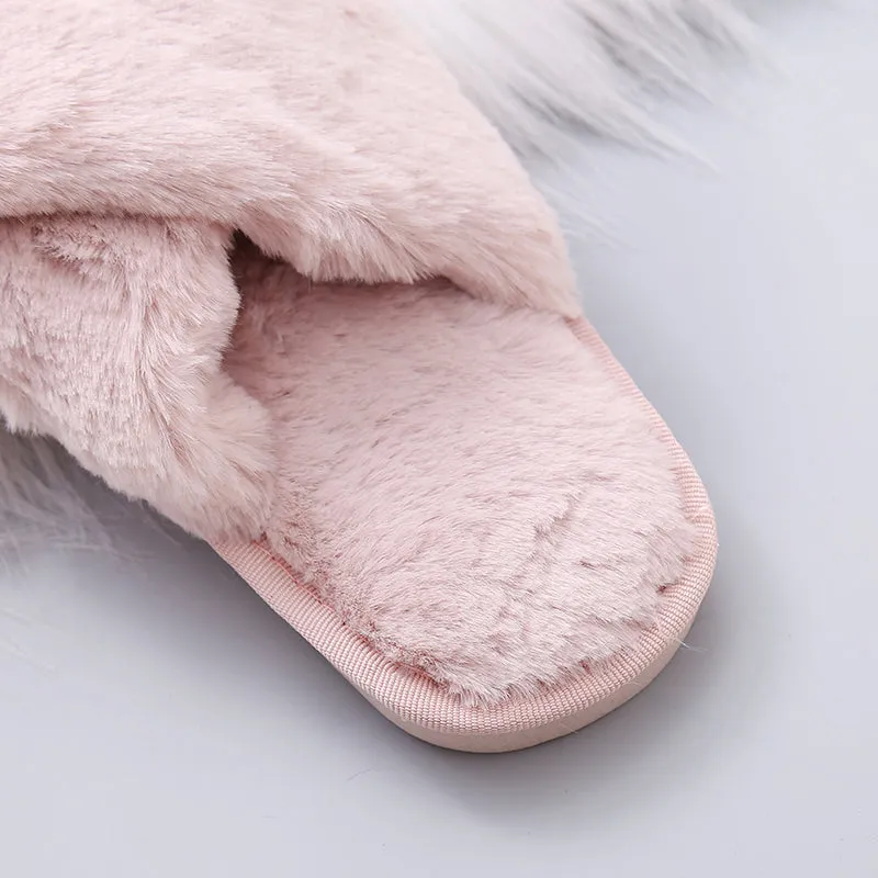 Winter Women House Faux Fur Fashion Slippers