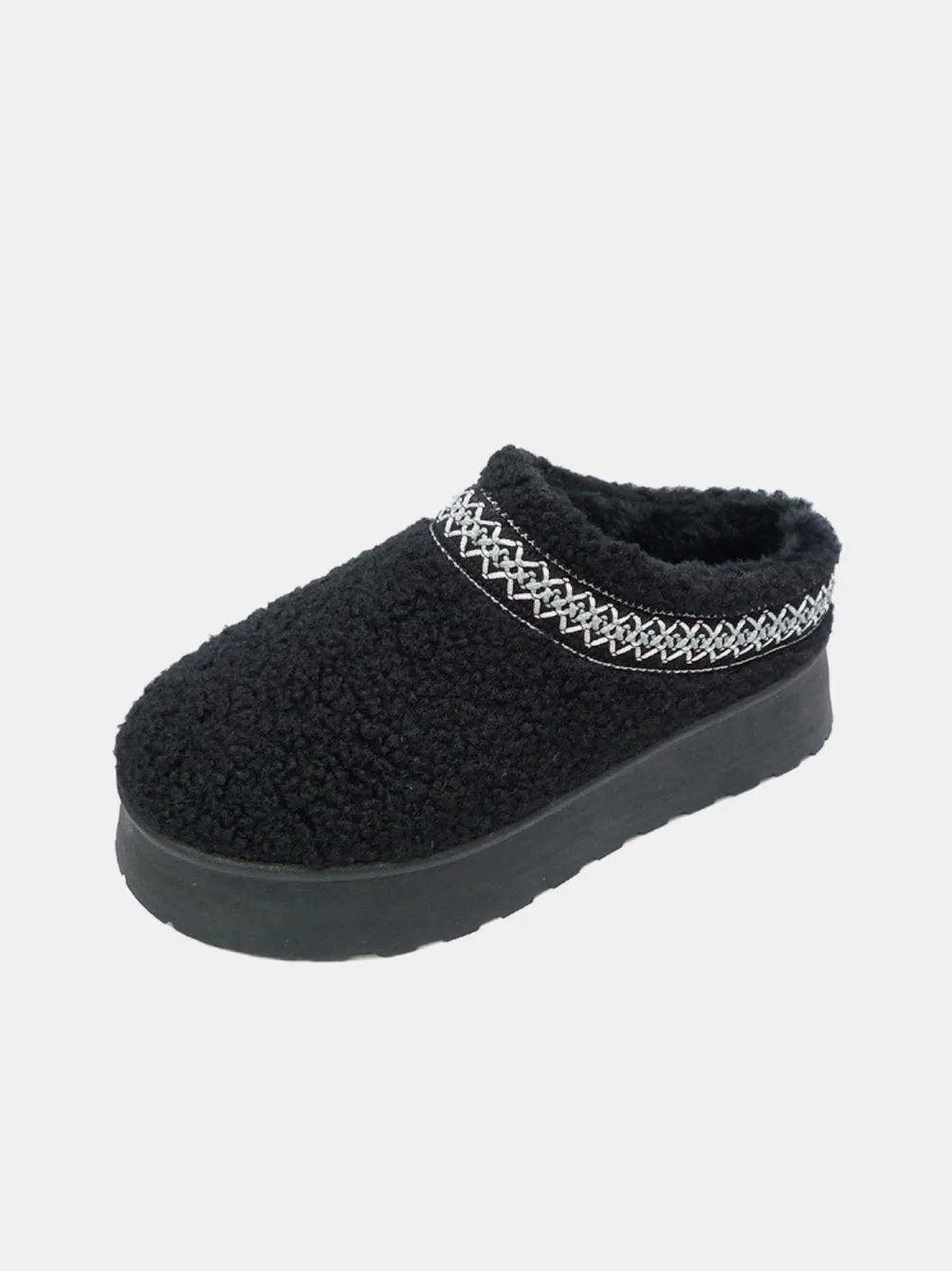 Winter Wonderland Embroidered Trim Platform Sherpa Boots