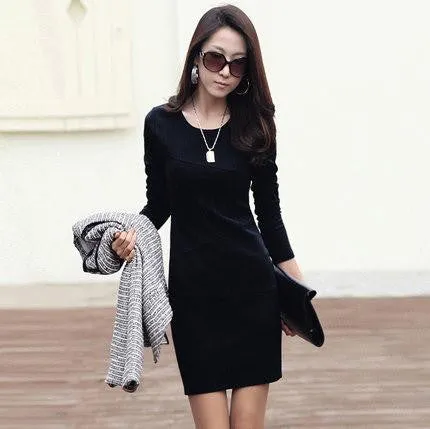 Women Dresses Warm Package Hip Dress Plus Size Long Sleeve Ukraine Work Wear Ladies Office Dress Elegant Clothing