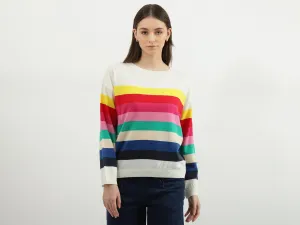 Women Stripe Round Neck Sweater