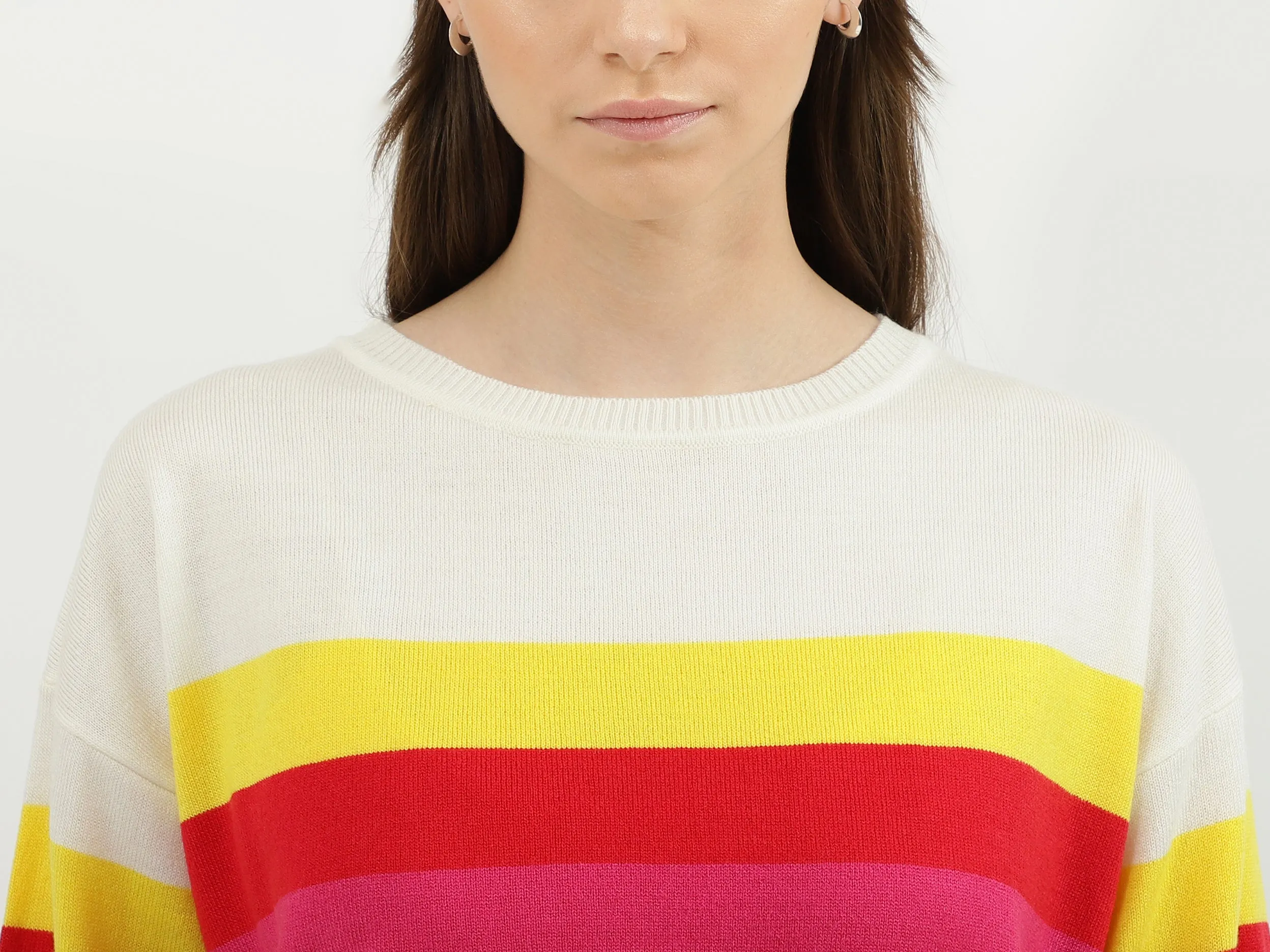 Women Stripe Round Neck Sweater