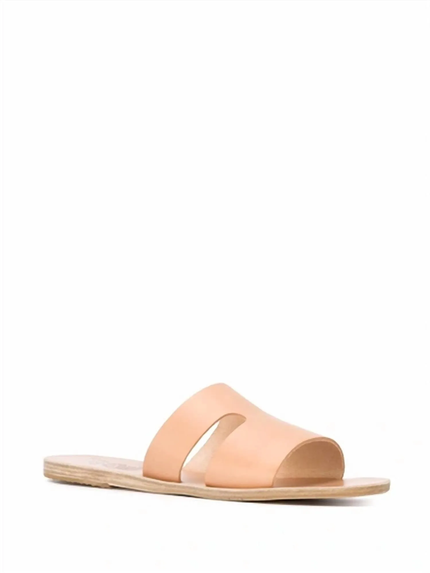 Women's Apteros Slide Leather Flat Sandals In Natural