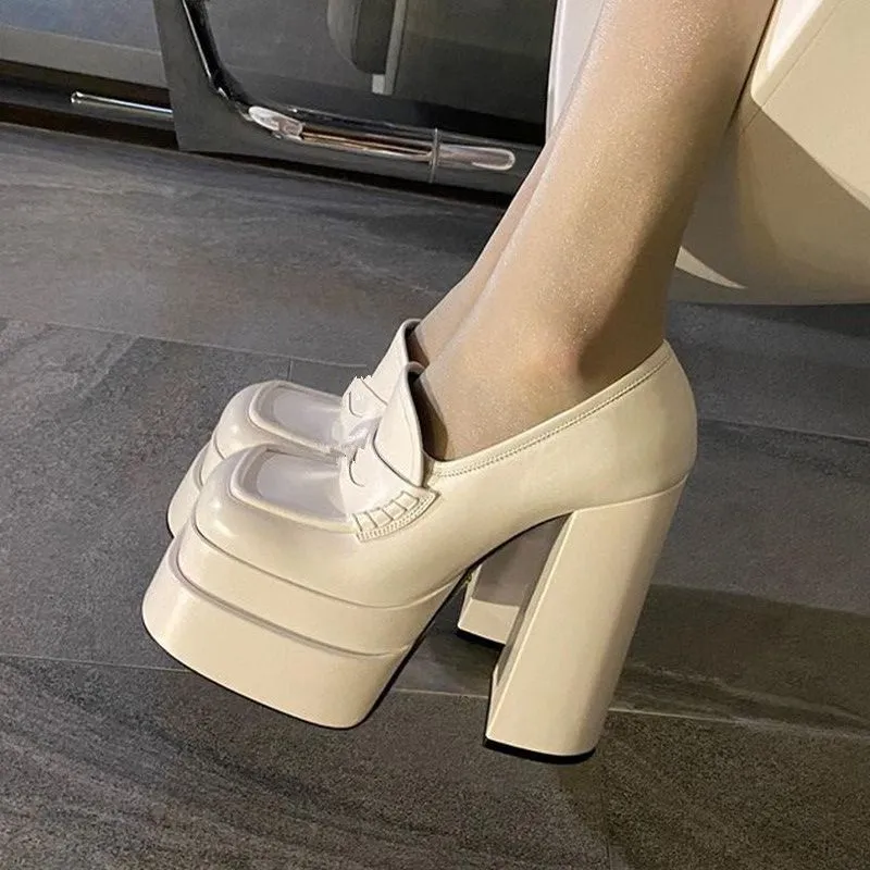 Women's High Heels Leather Platform Shoes