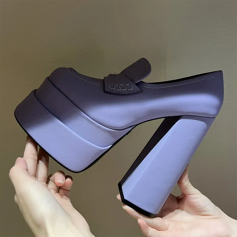 Women's High Heels Leather Platform Shoes