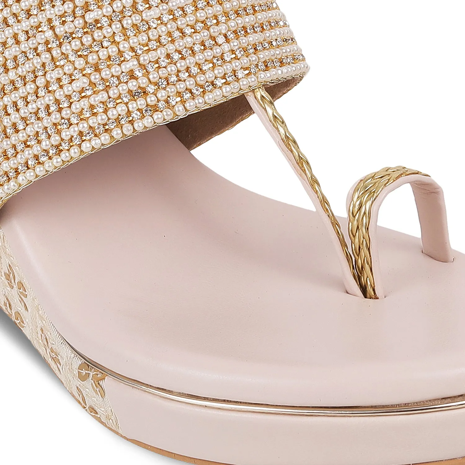 Women's Kolhapuri Slip-Ons Low-Heel Block Sandals
