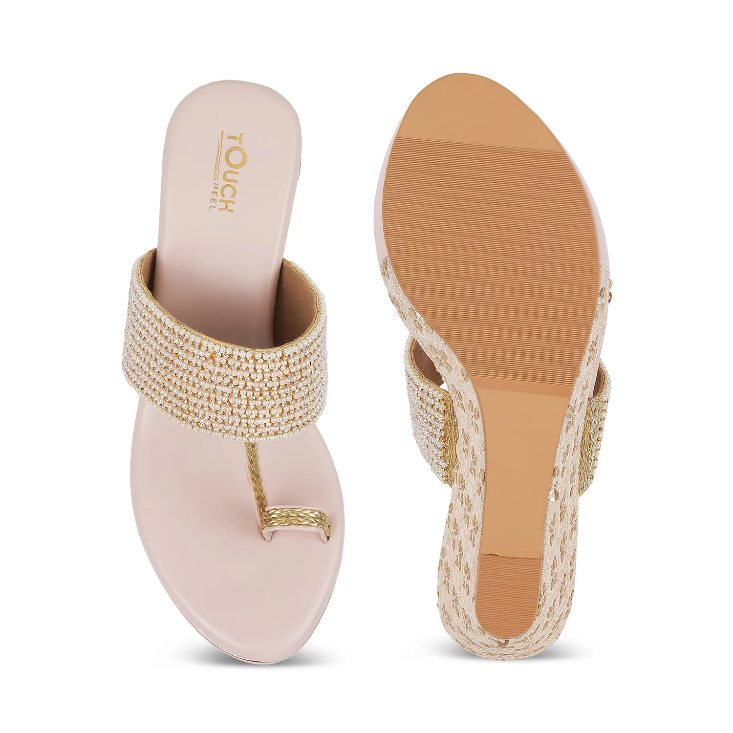 Women's Kolhapuri Slip-Ons Low-Heel Block Sandals