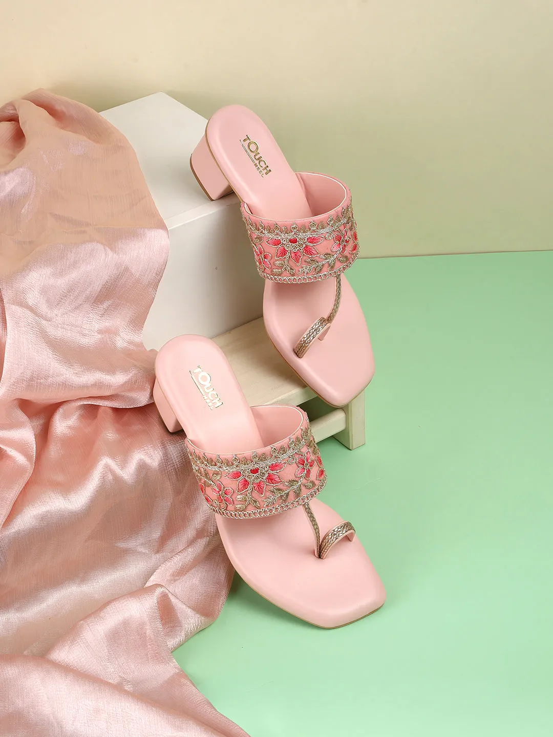 Women's Kolhapuri Slip-Ons Low-Heel Block Sandals