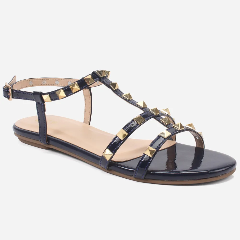 Womens "MAIDAS" Studs Detailing Flat Sandals